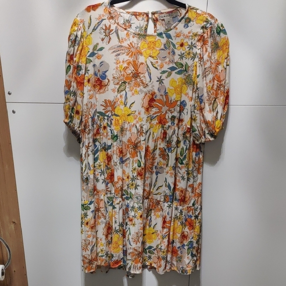 Floral Babydoll Mini Dress Boho Cottagecore Free Market M NWOT